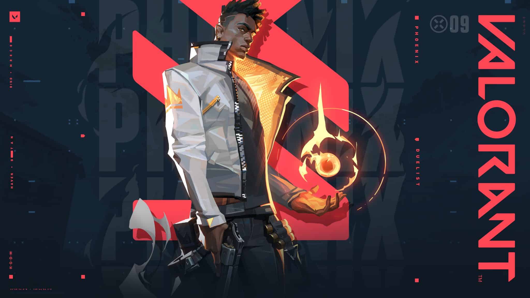 Phoenix character art in Valorant